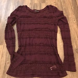 Lacey dark purple long sleeve lace express top